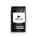 dark french roast coffee white label black bag of coffee